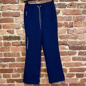NEW Jaanuu Women's Gold Zip Flare Pant Navy XXSP J95148
